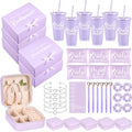 Purple Bridesmaid Proposal Gift Set for Bridesmaids & Maid of Honor with Straw Cups, Jewelry & Accessories - Variation: Purple