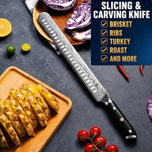 Iron Grillers 12-Inch & 6-Inch Meat Carving Knife Set with Fork - High-Carbon German Steel