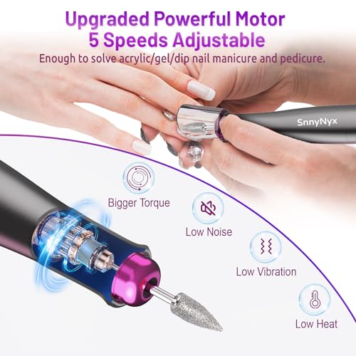 Cordless Electric Nail Drill Kit - Professional Manicure & Pedicure, 35000RPM, Matte Gray