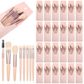 DIVINA VITAE 24Pcs Travel Makeup Brush Set with Bag - Pink, Face & Eye Brushes for Women and Girls