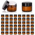 PetalPursuit 2oz Amber Glass Jars with Lids - 48 Pack, Light-Protective, Leak-Proof Storage for Cosmetics & Crafts