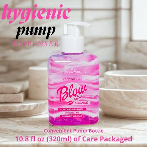 HOT FLOWERS Blow Girl Lickable Moisturizing Lotion ? Strawberry & Cream Flavored Body Moisturizer ? Softens & Hydrates Skin ? 320ml (10.82 fl oz)