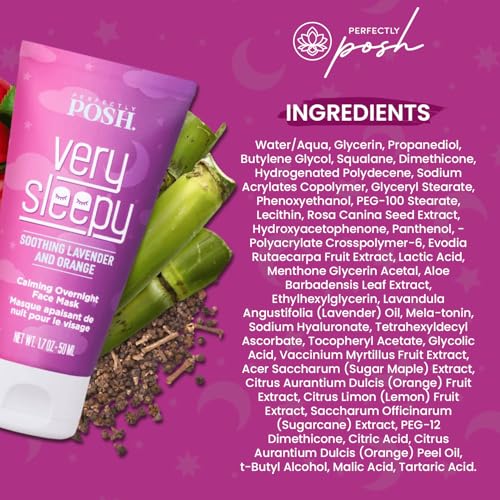 Perfectly Posh - Very Sleepy Overnight Face Mask - Hydrating Night Mask with Lavender and Hyaluronic Acid for Radiant Skin - 50ml
