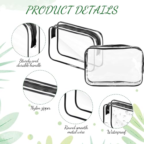 40 Pcs Clear Makeup Bags Bulk Travel Toiletry Bags 7.1x4.7'' Transparent Cosmetic Pouches with Zipper Waterproof Portable PVC Plastic Zippered Organizer Cases for Women Men Vacation Travel Bathroom
