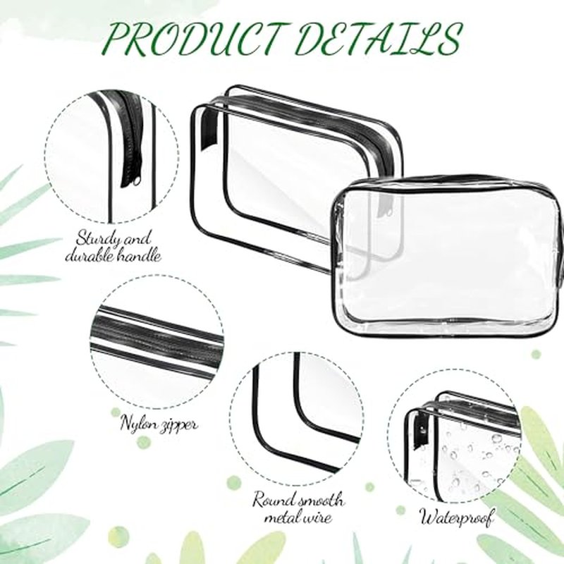 40 Pcs Clear Makeup Bags Bulk Travel Toiletry Bags 7.1x4.7'' Transparent Cosmetic Pouches with Zipper Waterproof Portable PVC Plastic Zippered Organizer Cases for Women Men Vacation Travel Bathroom