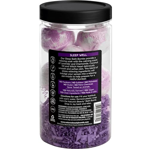 Sleep Lavender Chamomile Bath Bomb Gift Set - Relaxing Spa Soak with Coconut Oil & Vanilla Citrus - 2 Pack, 17.5 oz