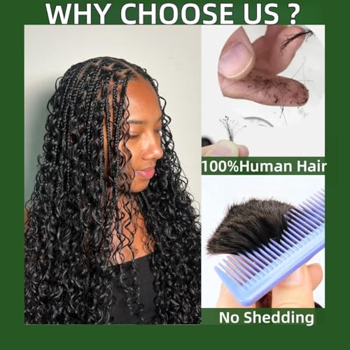 Water Wave Human Hair for Knotless Braiding - Natural Black, 16 Inch, Double Drawn