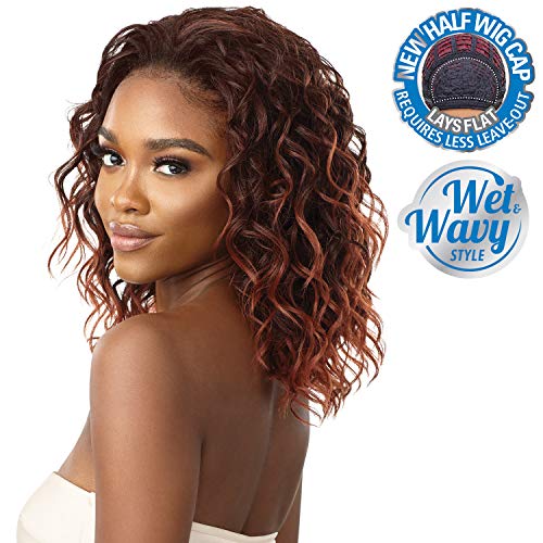 Outre Synthetic Quick Weave Wet & Wavy Half Wig - Loose Curl 18 Inches - Jet Black