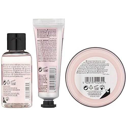 The Body Shop British Rose Beauty Bag Gift Set, 3pc Bath and Body Gift Set of Travel Size British Rose Body Care