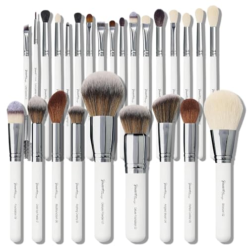 Makeup Brush Set 32 Pcs Goat & Horse Hair Professional Brushes - White B-Variation