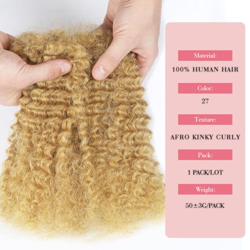 Afro Kinkys Bulk Human Hair for Dreadlocks & Twists - Honey Blonde 12 Inch, 50g Pack - Variation #27