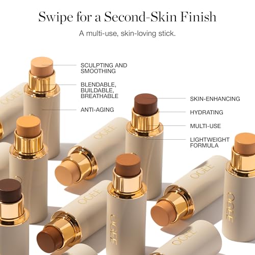 Ogee Sculpted Complexion Foundation Stick (Linden 1.25N Light Beige, Neutral Undertones) Full Coverage Foundation Makeup - Instantly Balance & Even Complexion - 70% Organic Ingredients