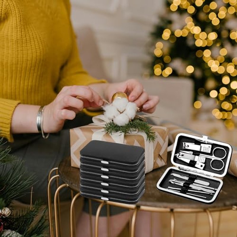 24pack Manicure Set in Bulk, Nail Clippers Kit Stainless Steel Fingernail Clippers Set, Sturdy Nail Tip Cutter Trimmers Professional Grooming Toenail Clippers Personal Pedicure Kits (8-in-1, Black)