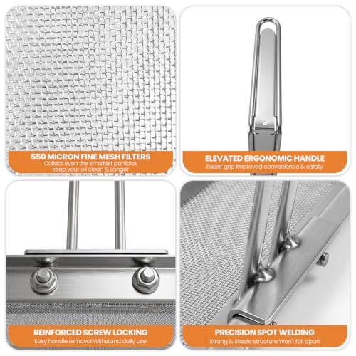Large Commercial Deep Fryer Filter 550 Micron 304 Stainless Steel, Extend Oil Life 40%, Replacement for Dean Frymaster Pitco Avantco