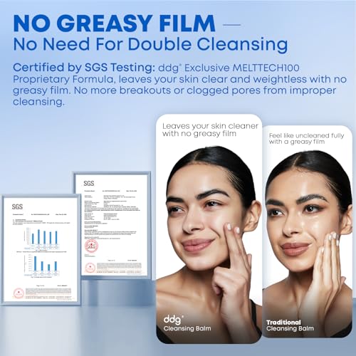 ddg Cleansing Balm Makeup Remover for Sensitive Skin,Eye Makeup Remover & Facial Cleanser for Waterproof Makeup Removal,Vegan Plant Oils,Nourishing & Hydrating,3.38floz/100ml