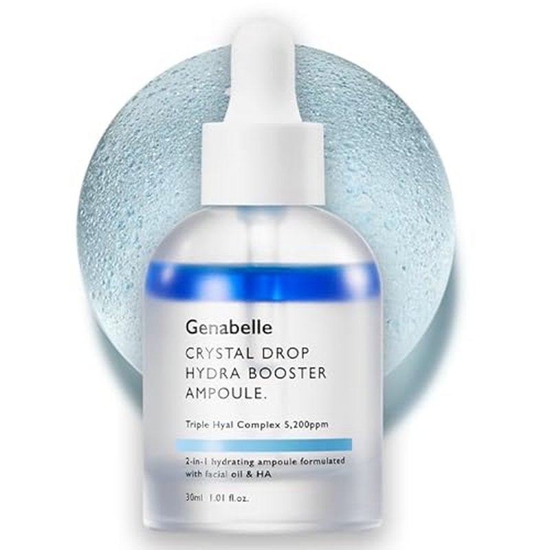 Genabelle Crystal Drop Hydra Booster Ampoule ? Hydrating Serum with Hyaluronic Acid, Panthenol & Jojoba Oil for Skin Barrier and Glow ? 1.01 fl.oz