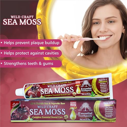 Sea Moss Toothpaste 6.5oz Pack of 6 - Fluoride-Free Organic Dental Care