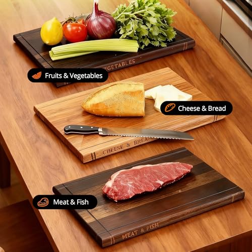 Book Shaped Cutting Board Set with Stand - Acacia Wood, 3 Pieces, Variation 1