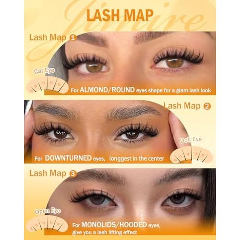 JIMIRE Natural Lash Clusters Kit Lash Extension Kit with Lash Bond and Seal 180Pcs Anime Eyelash Clusters D-Curly Wispy Manga Lash Clusters 8-16MM Cluster Eyelash Extensions Kit Individual Lashes Pack
