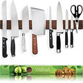 24 Inch Dark Walnut Magnetic Knife Holder - Wall Mount Kitchen Organizer - Upgraded Strong Magnets