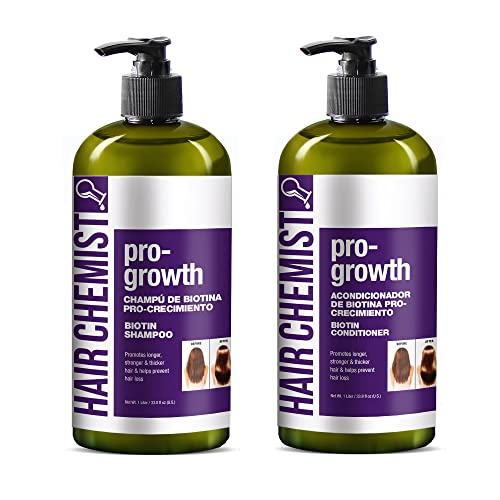 Hair Chemist Biotin Pro-Growth Shampoo & Conditioner Set 33.8 oz Each - Hair Loss & Thickening
