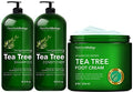 Tea Tree Foot Cream & Body Moisturizer Set for Dry Cracked Skin