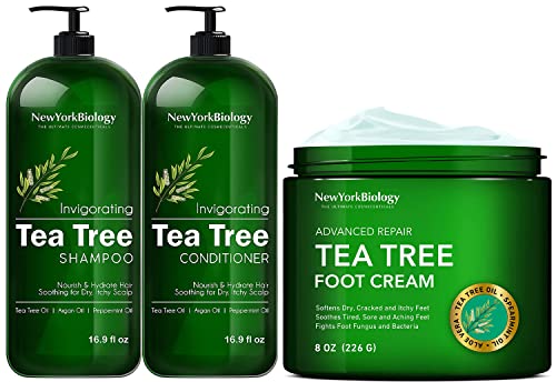 Tea Tree Foot Cream & Body Moisturizer Set for Dry Cracked Skin
