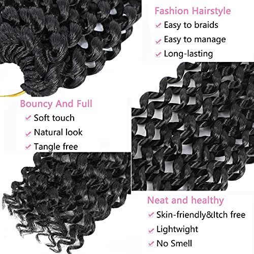 Alrence Passion Twist Hair 26 Inch Water Wave Crochet Hair - 1B# - Pack of 8