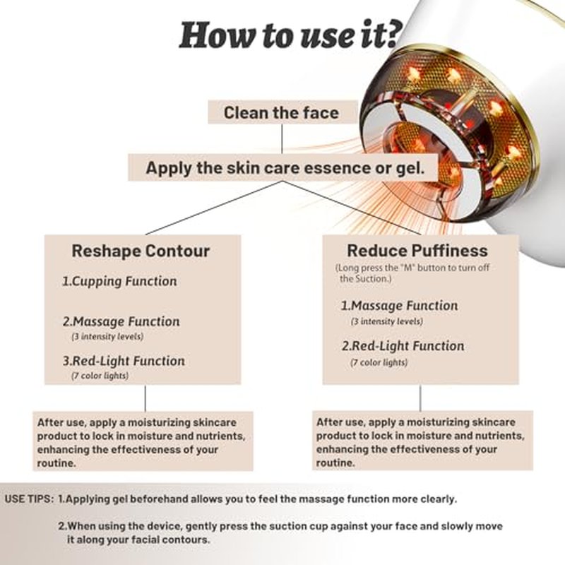 3 IN 1 Lymphatic Drainage Massager Contour Face Cupping Red-light Skin tightening facial tool Double Chin Reducer