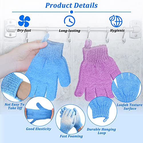 72 Pairs Exfoliating Shower Gloves Double Sided Body Scrub Gloves with Hanging Loop
