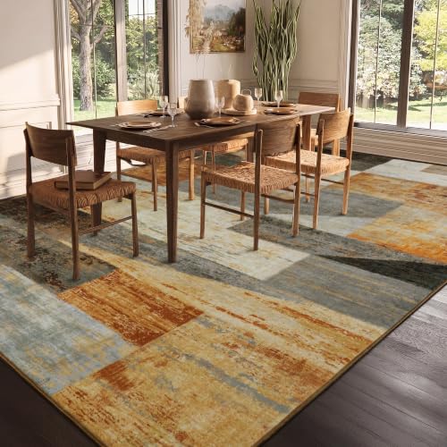 Modern Geometric Area Rug 6x9 Distressed Multi Patchwork Living Room Carpet