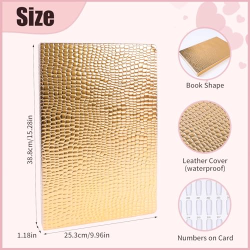 Gold Nail Swatches Book with 480 Tips - Professional Nail Display Chart