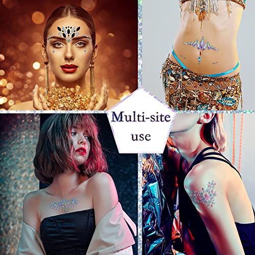12 Sets Face Gems Mermaid Face Jewels Rhinestone Rave Face Gems Temporary Tattoos Crystal Face Jewels Stickers for Race Carnival Festival Party