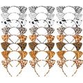 Animal Ears Headband Assortment - Cheetah, Zebra, Leopard for Party & Cosplay (24 Pieces)