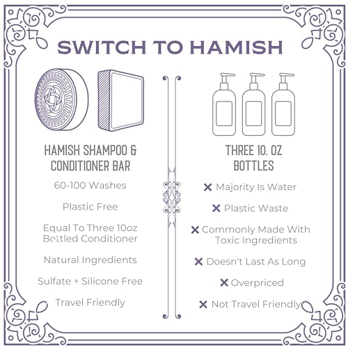 Viori Hamish & Co. Shampoo Bar ? Charred Patchouli Scent ? Handcrafted Men's Shampoo with Scottish Islay Whiskey ? Sulfate-Free, Paraben-Free, Plastic-Free