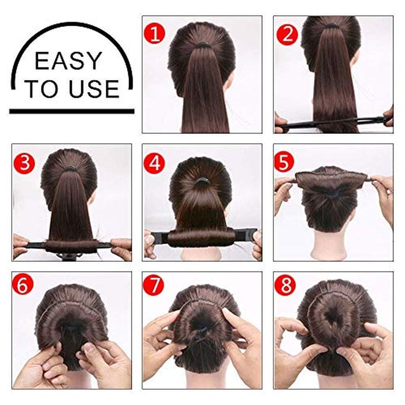 Hair Accessories Set - Foam Sponge Bun Shapers, Magic French Twist Clip, Snap Bun Makers, Elastic Bands, and Hair Pins (Brown)