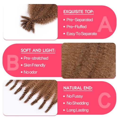Pre-Separated Afro Twist Hair Extensions #30 18 Inch Pack of 8 for Braiding & Styles