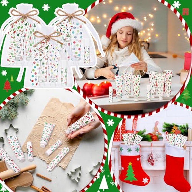 6 Sets/36 Pcs Christmas Party Favors Christmas Hand Cream Body Lotion Lip Balm Nail File Gifts Set Xmas Stocking Stuffers Travel Size Lotion Bulk Holiday Party Supplies for Coworkers Women Adults