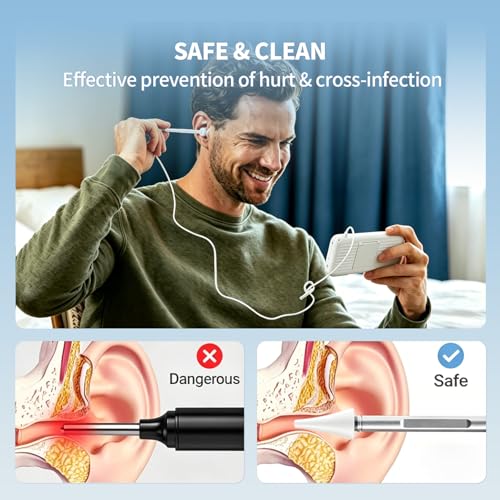 AudScope Digital Ear Otoscope with 4.5" HD Screen, 3.9mm Camera, 8 Tips & 3-Level Light