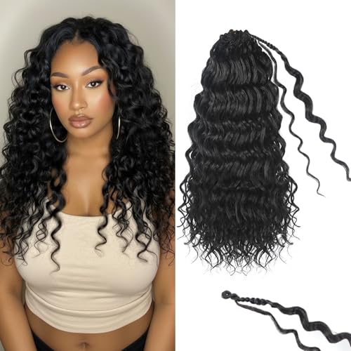 Vynoro 14 Inch 120 Strands Boho Ocean Wave Crochet Hair - Pack of 8, 1B