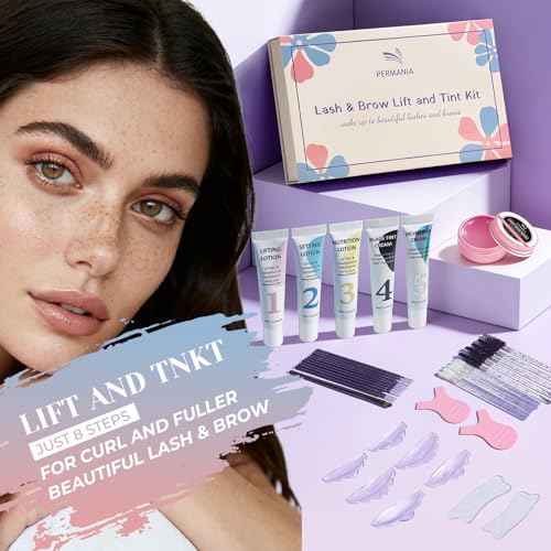 PERMANIA Lash Lift and Black Kit, Full Tube Design Brow Lamination Kit Salon Grade Instant Curling & Coloring With Detailed Instruction 10ml