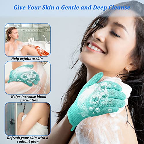 72 Pairs Exfoliating Shower Gloves Double Sided Body Scrub Gloves with Hanging Loop