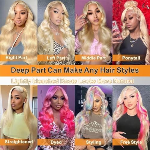 28 Inch Blonde Body Wave Lace Front Wig 13x6 Transparent HD Human Hair