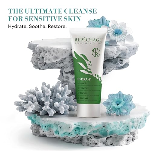 Repechage Hydra 4 Cleanser for Sensitive Skin ? Gentle Daily Facial Cleanser with Seaweed Extracts, Coconut & Olive Oils, Lactic Acid for Light Exfoliation & Removes Makeup, Balances Skin, 177mL / 6oz