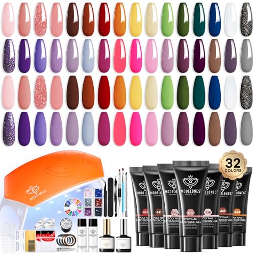 Modelones 133pcs Poly Nail Gel Kit 32 Colors All Seasons (0A-32 Colors All Seasons)