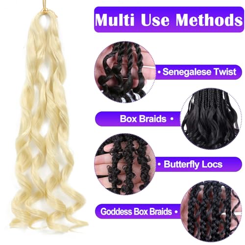 French Curly Braiding Hair Extensions 8 Packs - Blonde 613#, 18 Inch
