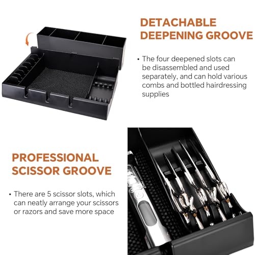 15 Inch Barber Clipper Station Organizer with Removable Tray & Dedicated Slots