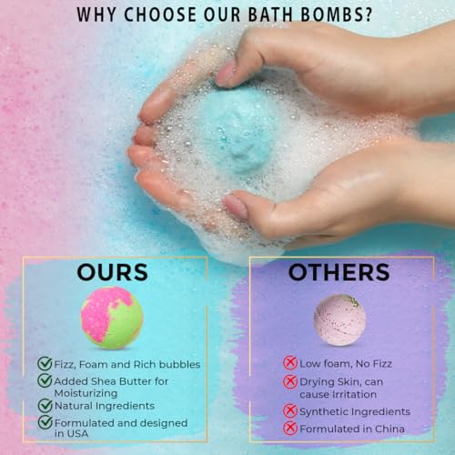 Bath Bombs Gift Set for Women and Girls - 24 Natural & Organic Relaxation Soaks - Variation of 24 Bath Bombs