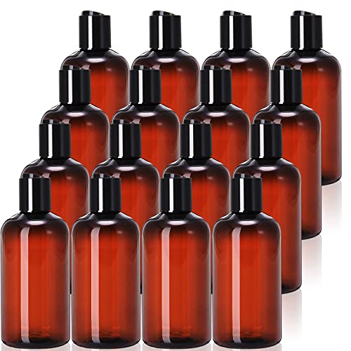 Zubebe 36 Pack 8 oz Brown Plastic Travel Bottles with Black Discs