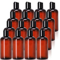 Zubebe 36 Pack 8 oz Brown Plastic Travel Bottles with Black Discs